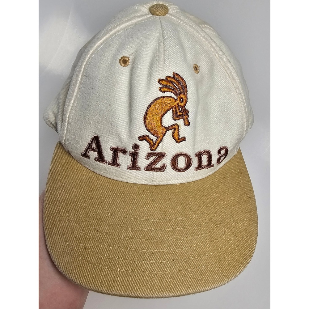 Gift Creations Arizona Kokopelli Embroidered Hat Tan White Corduroy Brim Cap